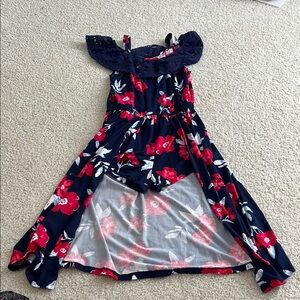 Floral Navy and Red Kids Dress
